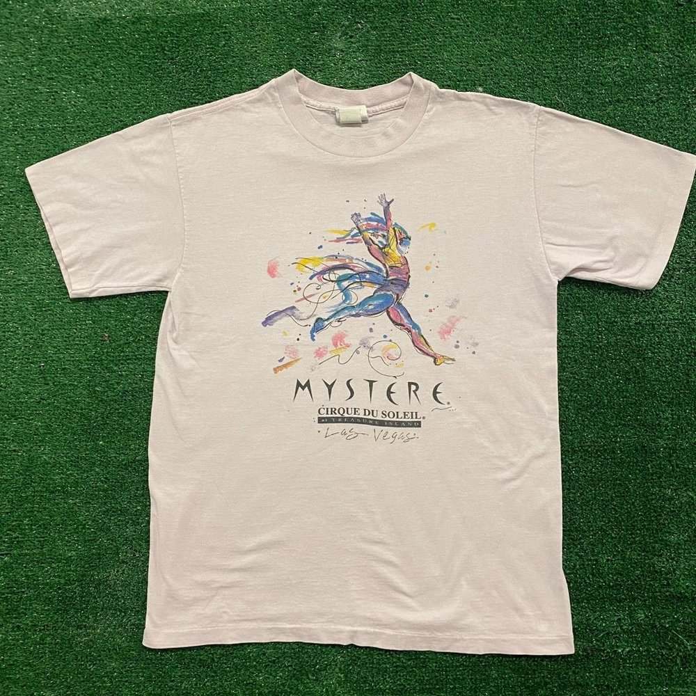 Vintage 90s Cirque du Soleil Las Vegas Dancer T-Shirt Pink M Single Stitch Indie